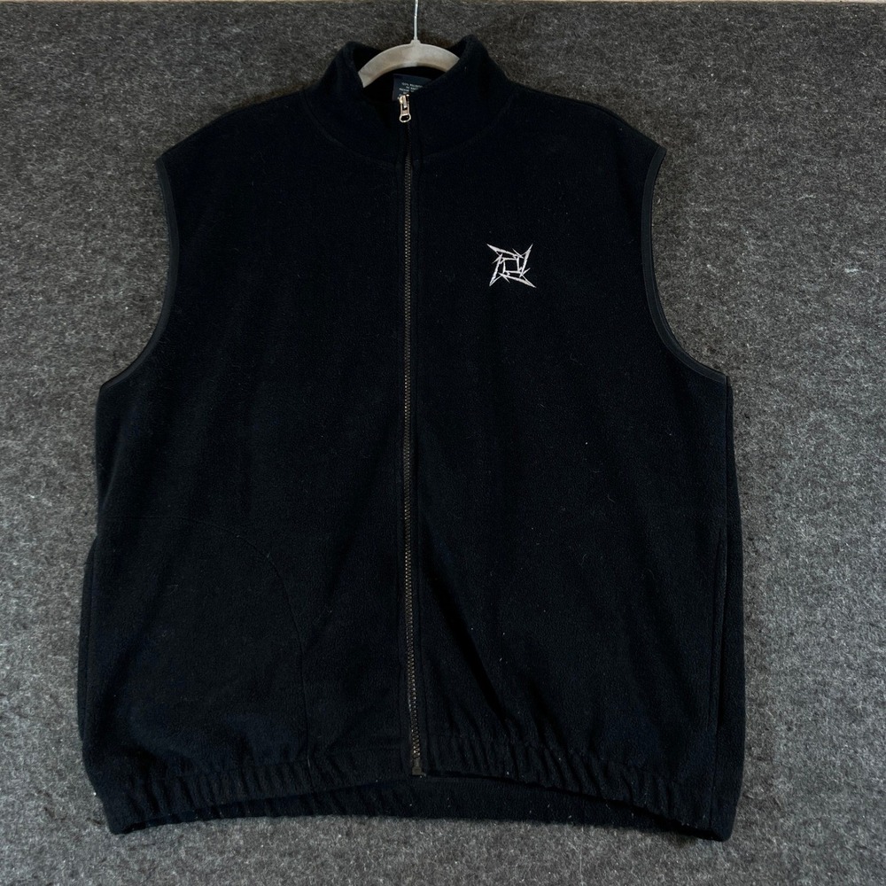 Vintage 90s Metallica Giant Fleece Vest Black Heavyweight Full Zip Mens Large
